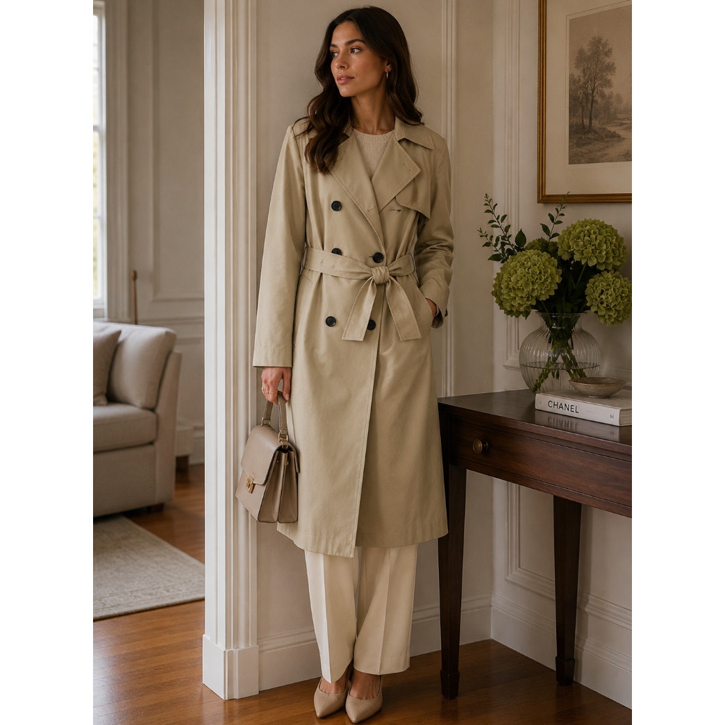 Everlane The Drape Double Breasted Trench Coat Sandstone Beige Sz S $268